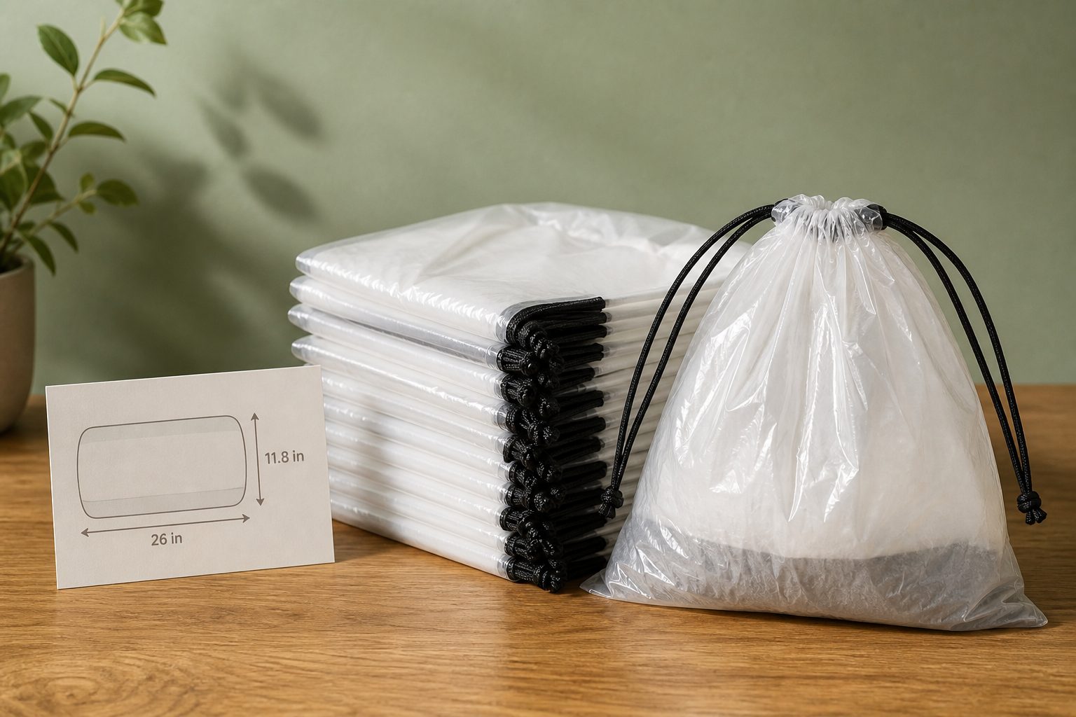 Stack of DrawerFit drawstring litter liners